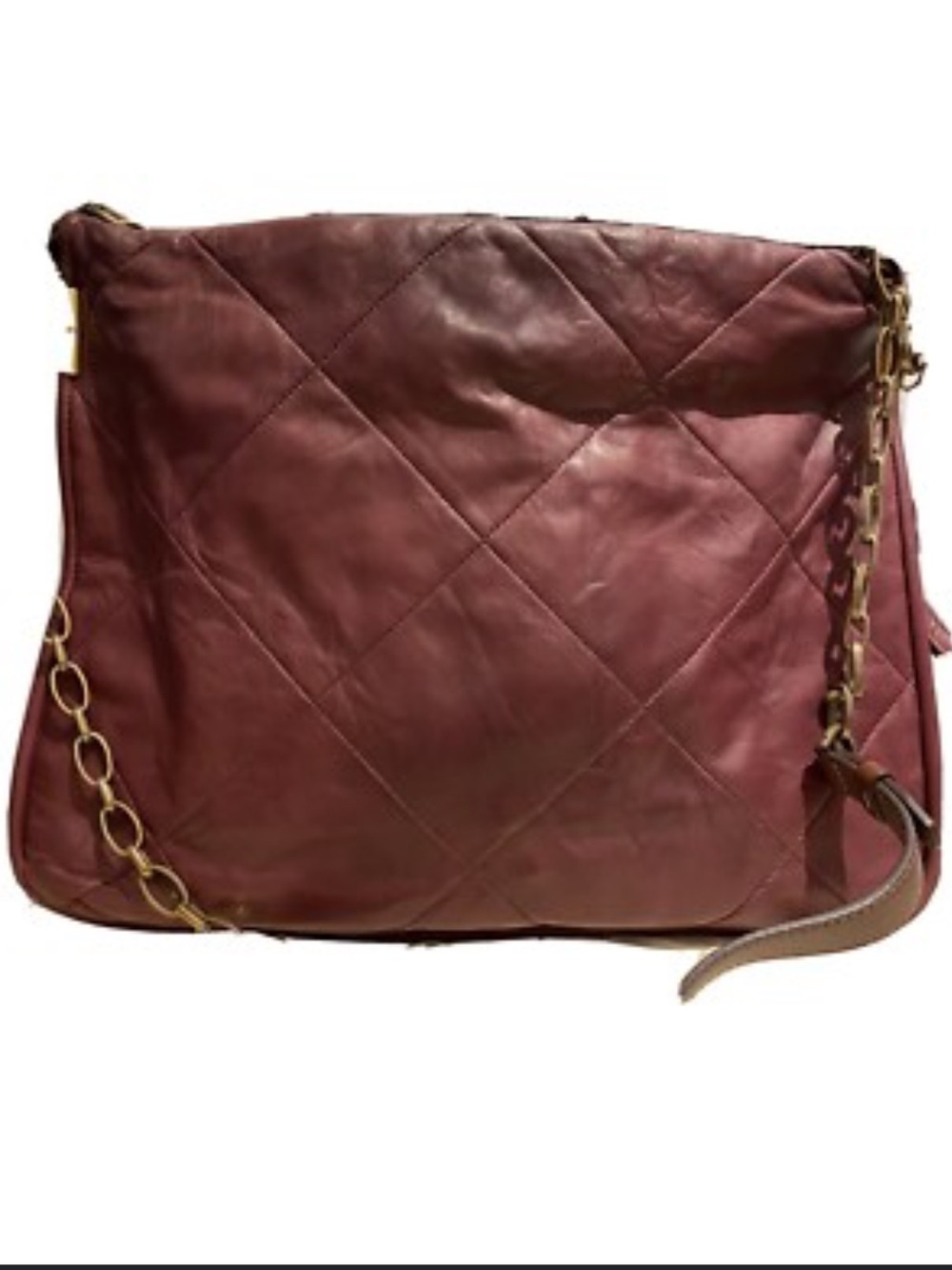 Lanvin AMALIA Quilted Leather Shoulder Bag in Wine Burgundy VINTAGE